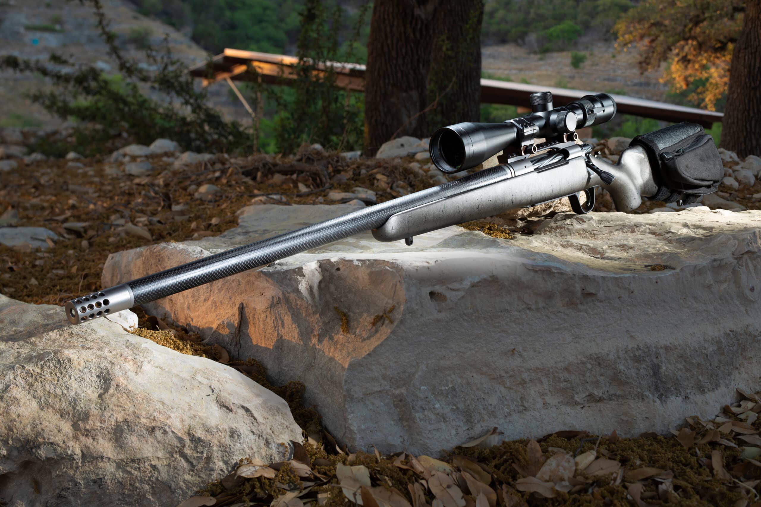 Rifle with carbon fiber barrel